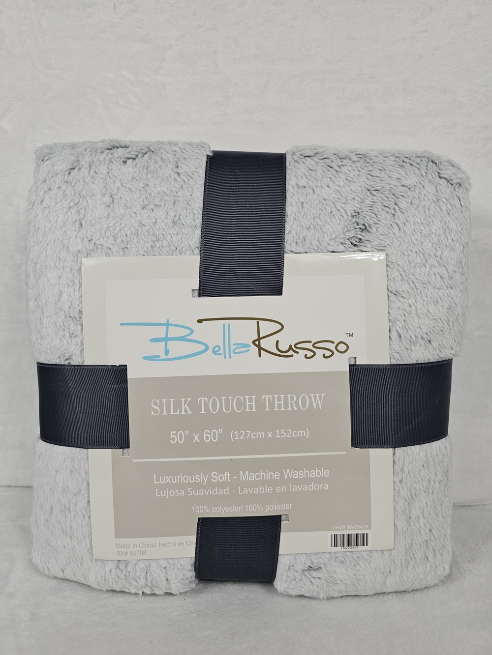 Bella Russo Silk Touch Throw Blanket Gray 50x60 Plush Fleece Soft Luxury NEW